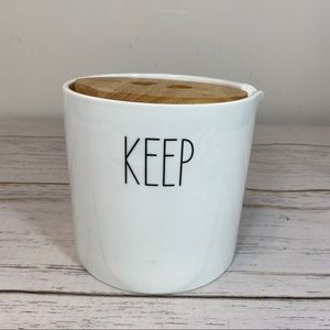 West Elm white ceramic “keep” canister